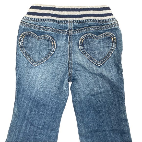 Mini Boden Kids Jeans Size 2 ❤️ hearts on the knees & bottom Elastic waistband - Picture 2 of 7